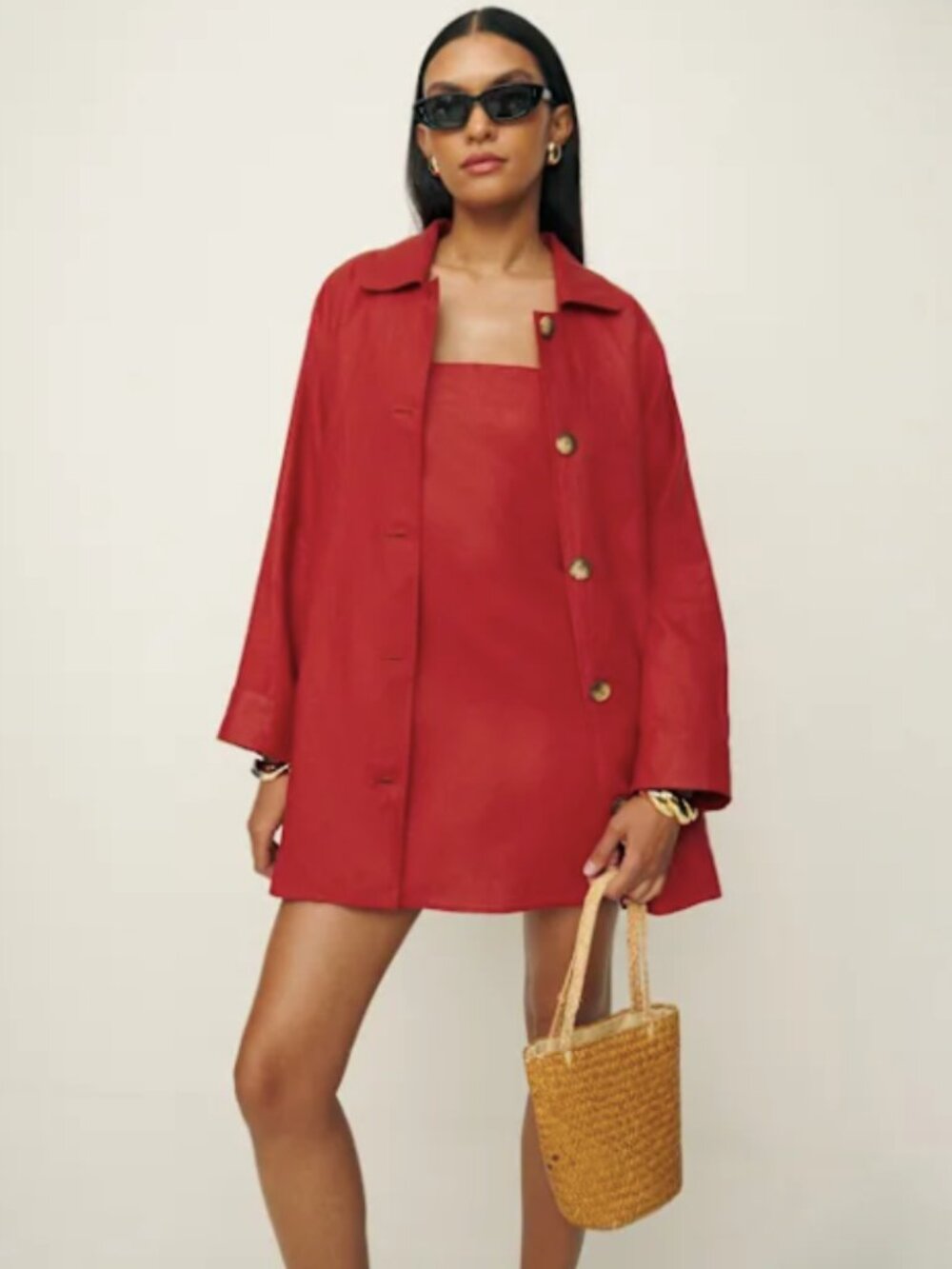 Reformation Irene Linen Jacket - Sundried Tomato